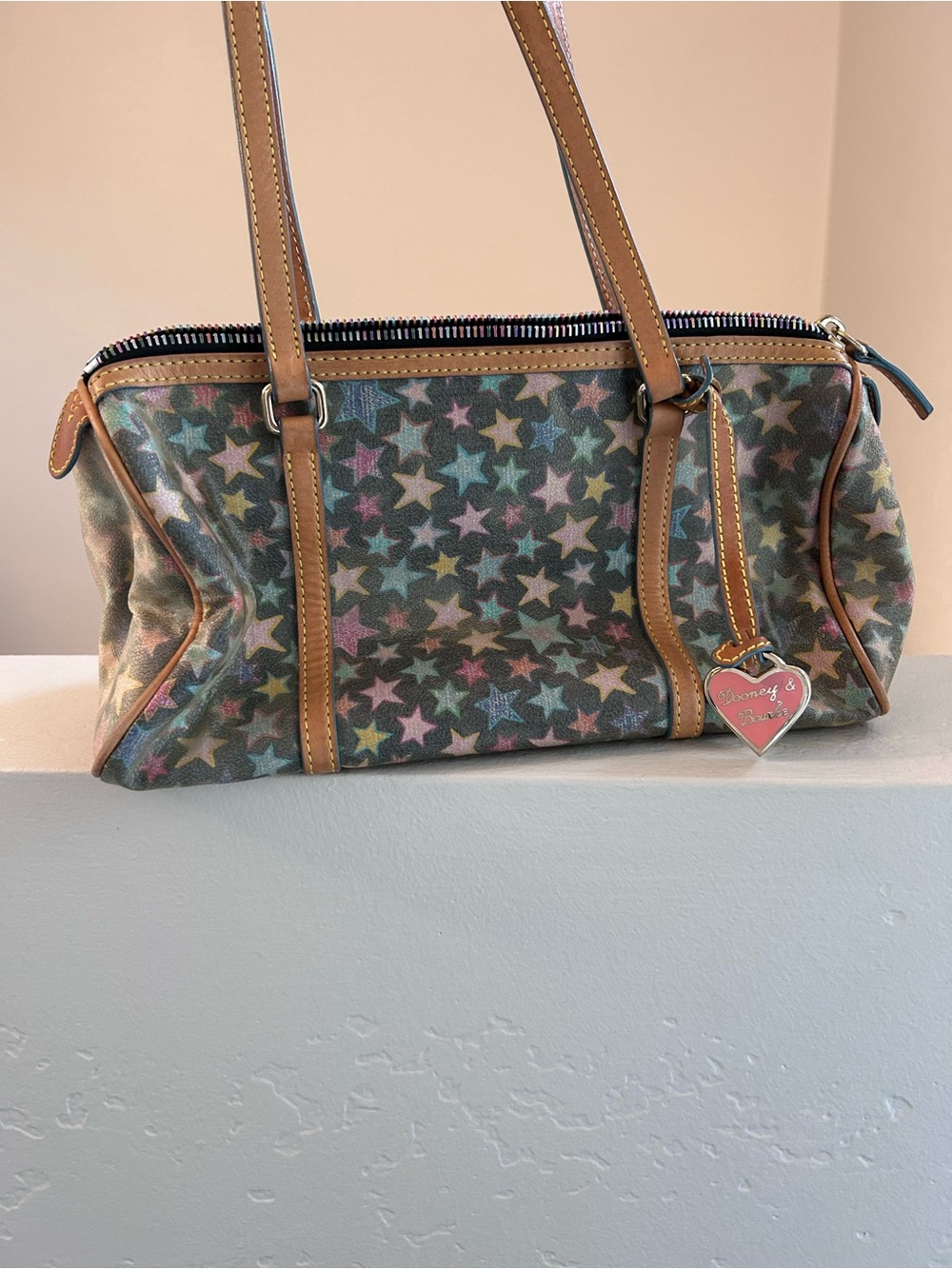 Dooney & Bourke Star Print Shoulder Bag with Heart Charm - Multicolor